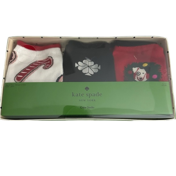 kate spade Accessories - Kate Spade Boxed Set Of Three Christmas Crew Socks - NIB